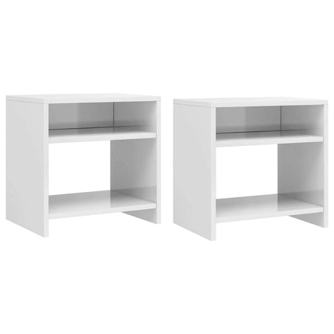 Bedside Cabinets 2 pcs High Gloss White Chipboard