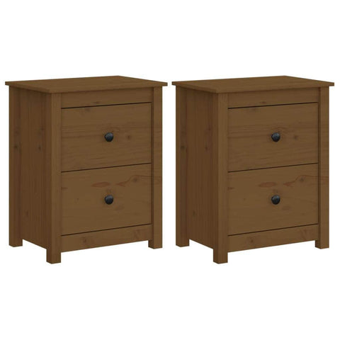 Bedside Cabinets 2 pcs Honey Brown Solid Wood