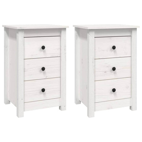 Bedside Cabinets 2 pcs White Solid Wood Pine