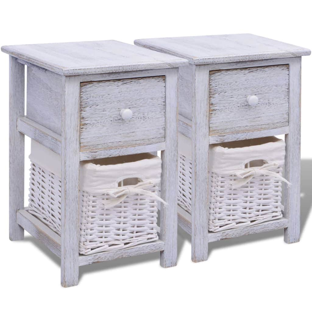 Bedside Cabinets 2 Pcs Wood White