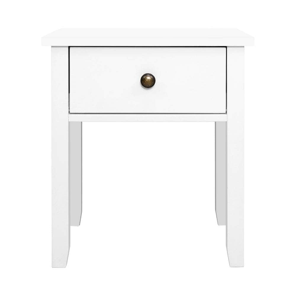 Bedside Table 1 Drawer - BOW White