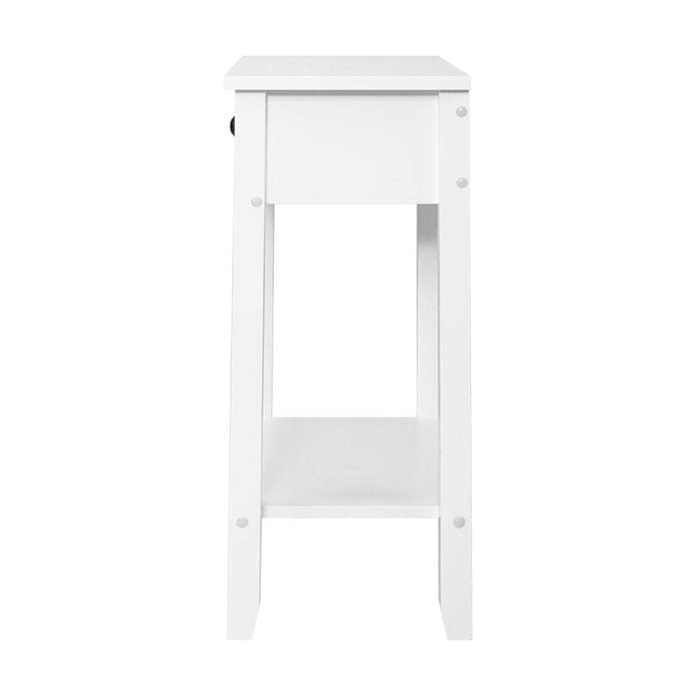 Bedside Table 1 Drawer with Shelf - BOWIE White