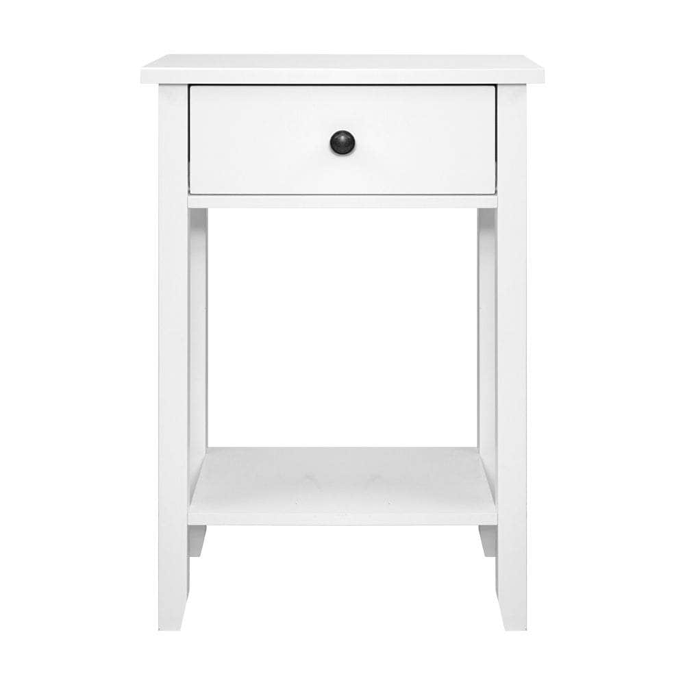 Bedside Table 1 Drawer with Shelf - BOWIE White