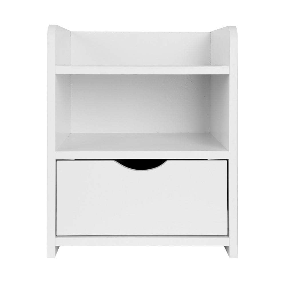 Bedside Table 1 Drawer with Shelf - FARA White