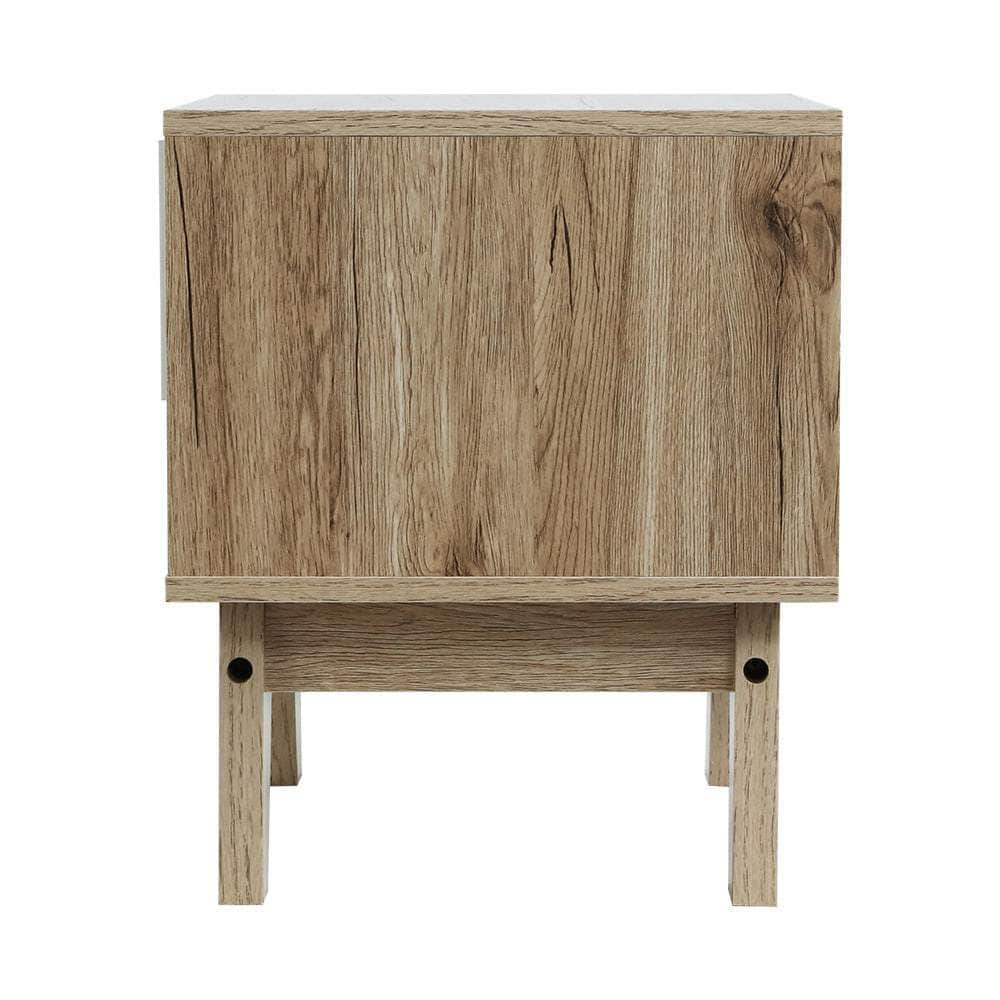 Bedside Table 1 Drawer with Shelf - IKER White & Oak