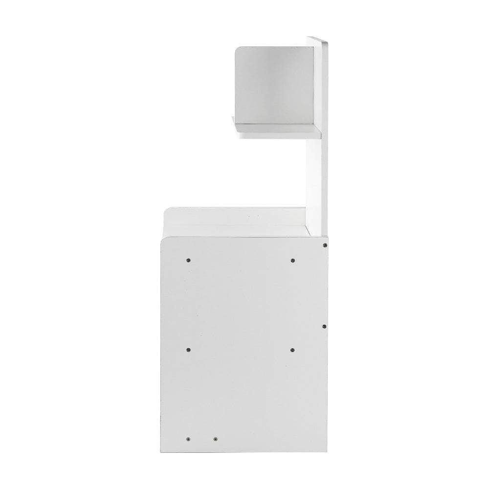 Bedside Table 1 Drawer with Shelves - EVERMORE White