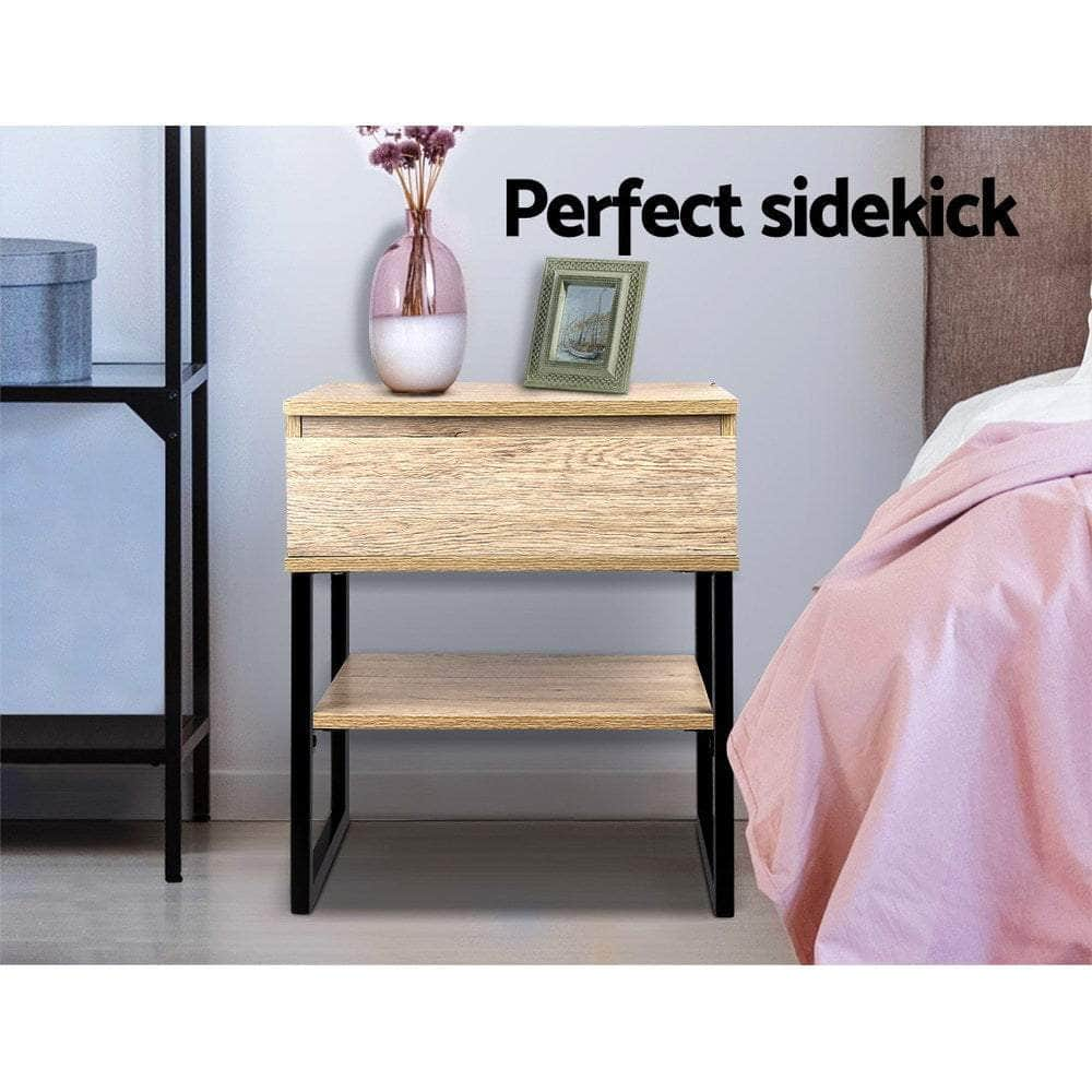 Bedside Table 1 Drawers with Shelf - CASEY