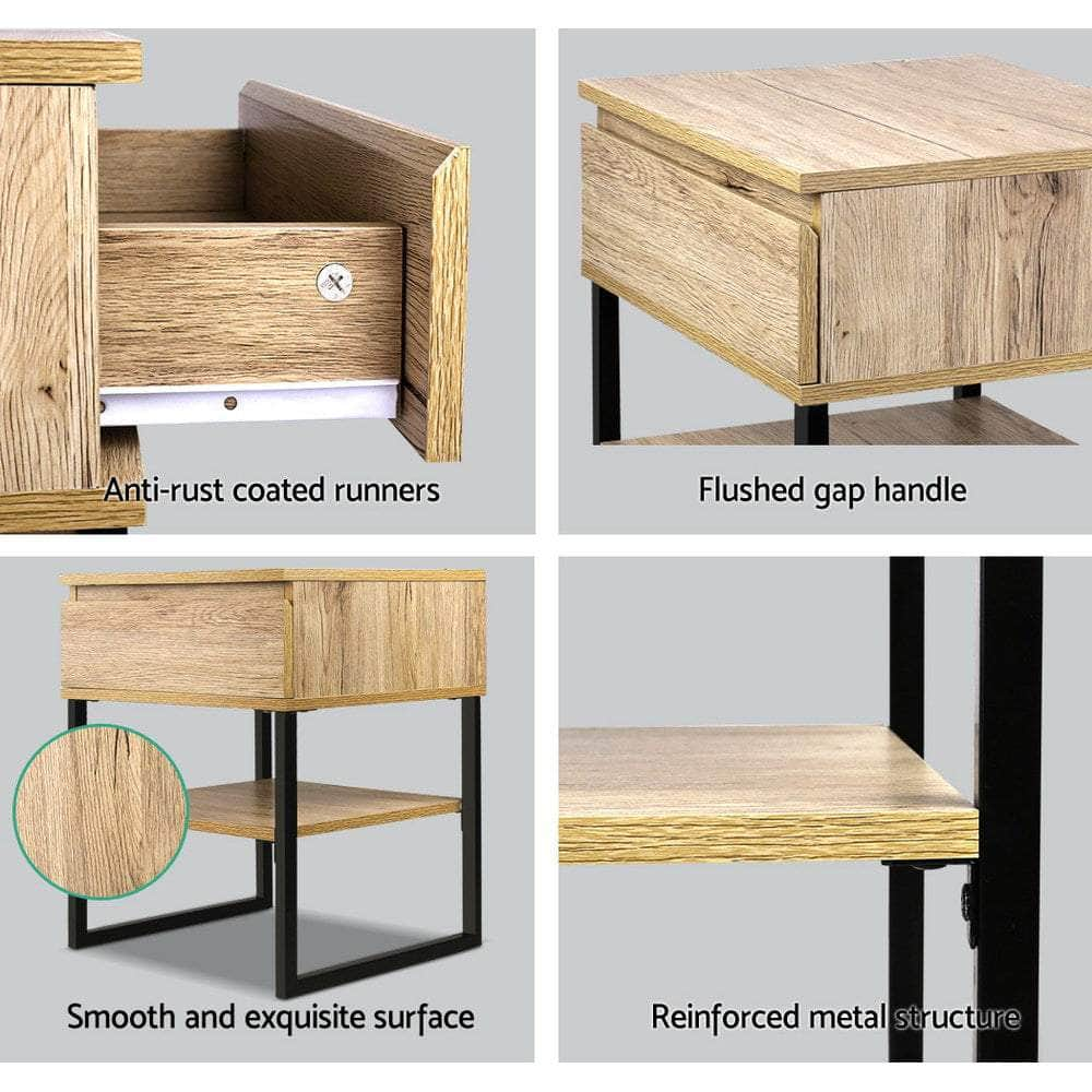 Bedside Table 1 Drawers with Shelf - CASEY