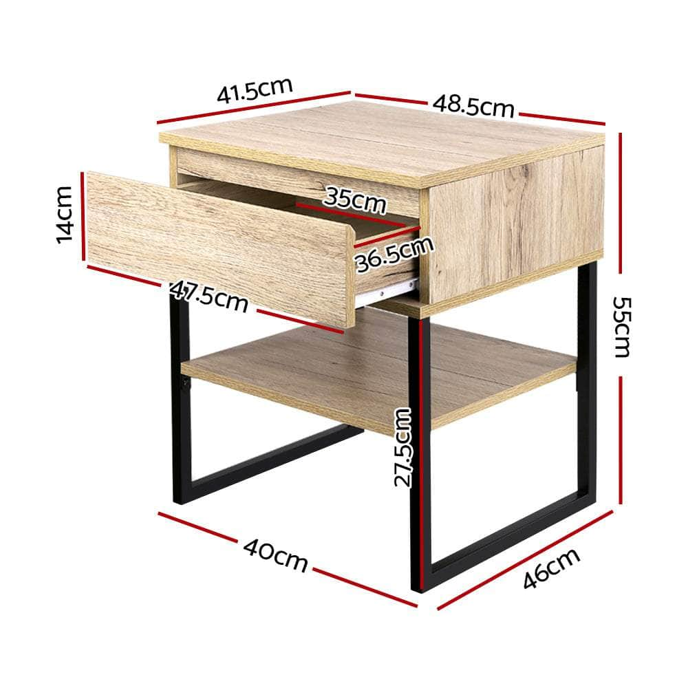 Bedside Table 1 Drawers with Shelf - CASEY