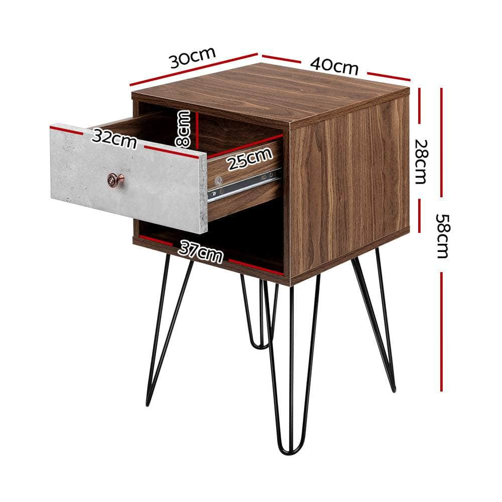 Bedside Table 1 Drawers with Shelf - LARS