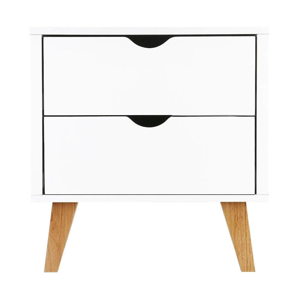 Bedside Table 2 Drawers - ANDERS White