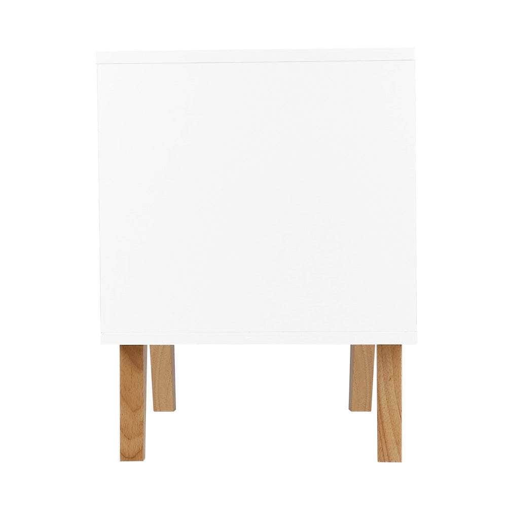 Bedside Table 2 Drawers - ANDERS White