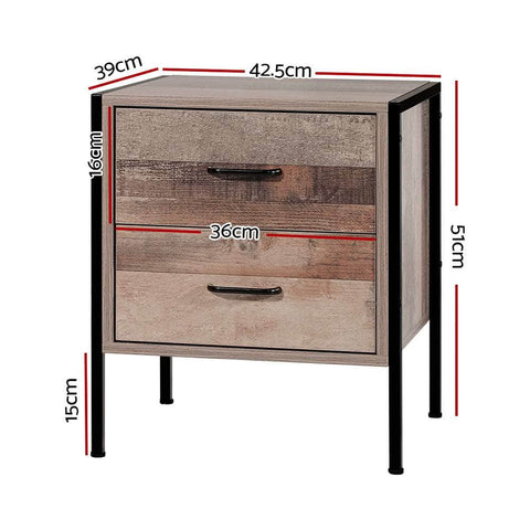 Bedside Table 2 Drawers - BARNLY