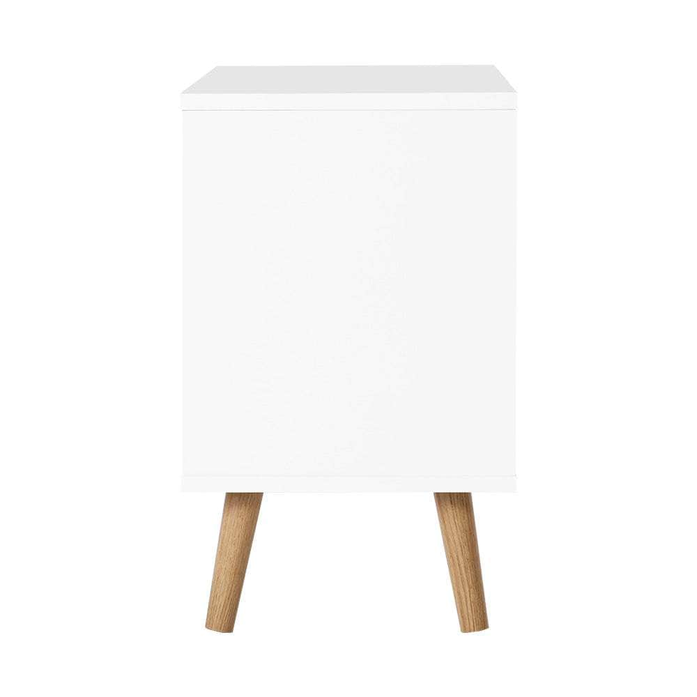 Bedside Table 2 Drawers - BODEN White