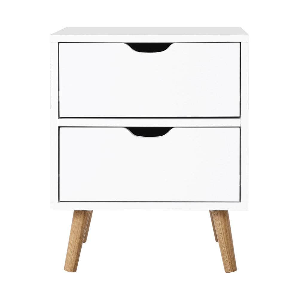 Bedside Table 2 Drawers - BODEN White