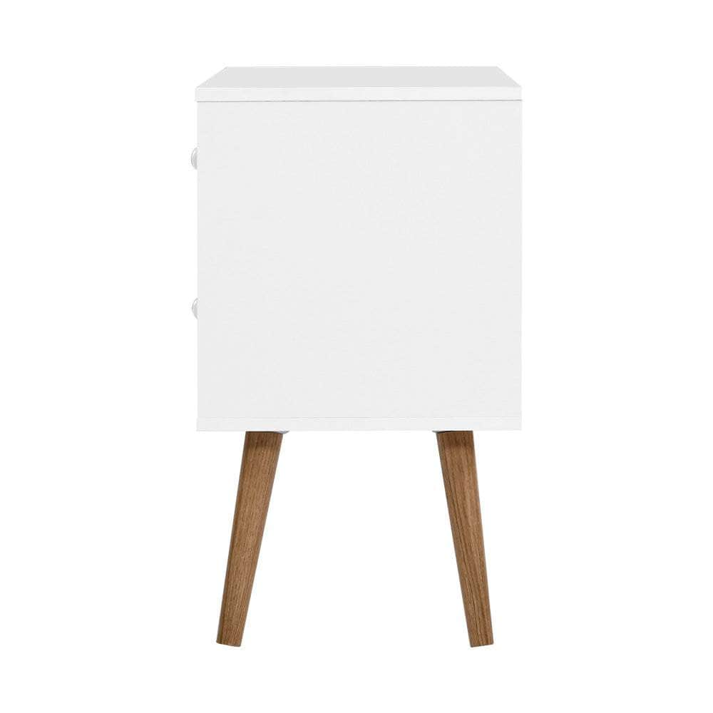 Bedside Table 2 Drawers - BONDS White