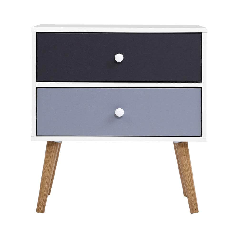 Bedside Table 2 Drawers - BONDS White