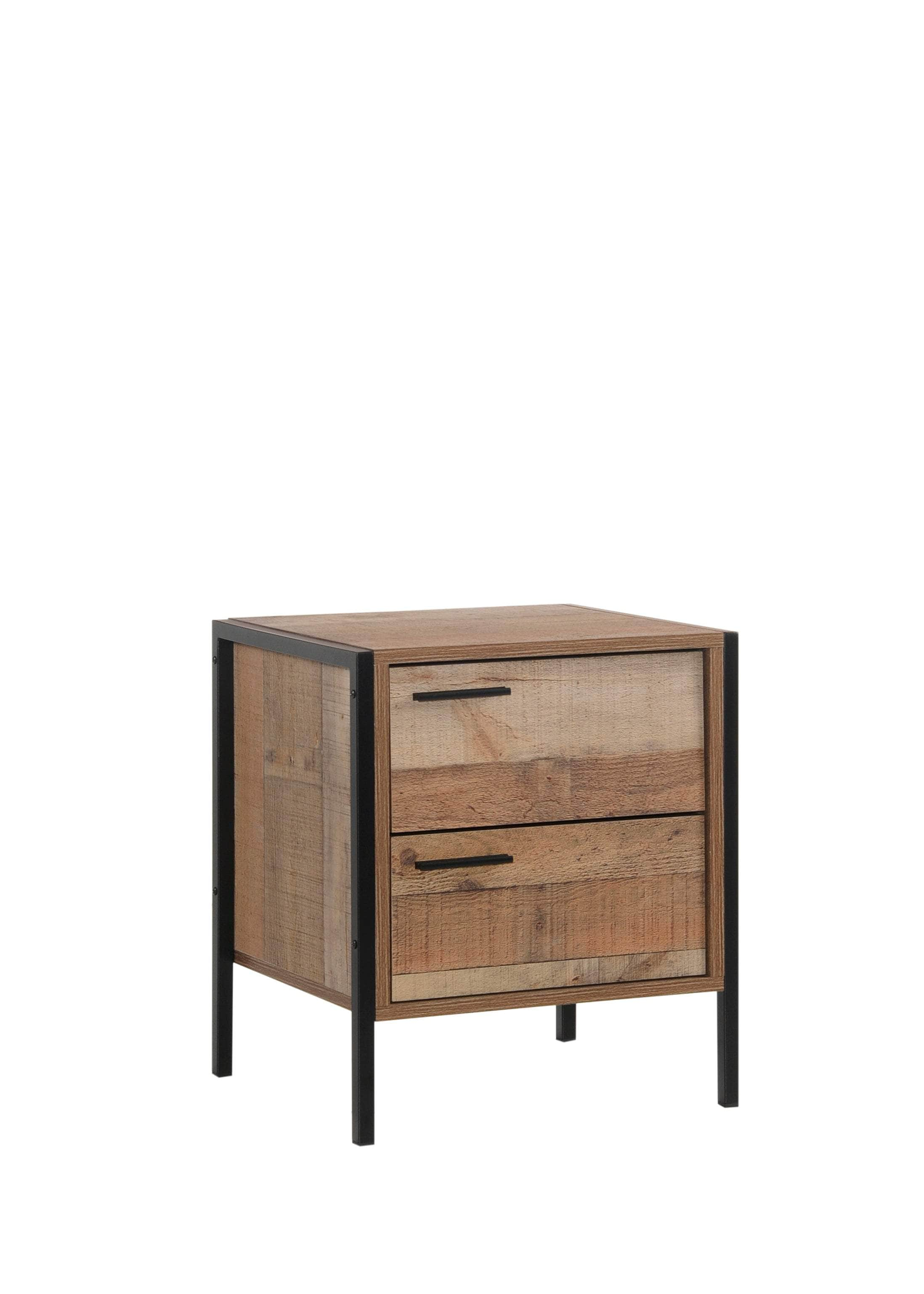 Bedside Table 2 Drawers Night Stand Particle Board Construction In Oak