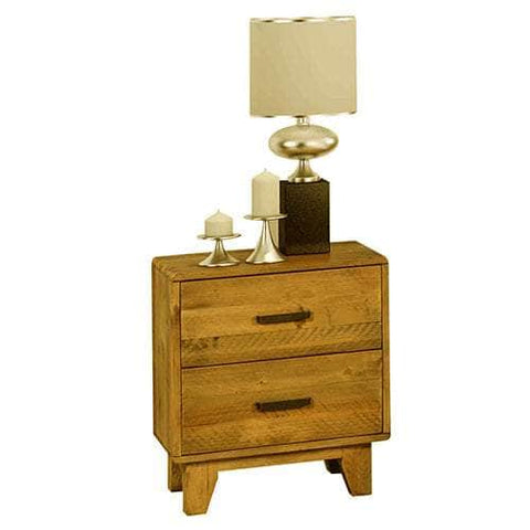 Bedside Table 2 Drawers Night Stand Solid Wood Storage Light Brown