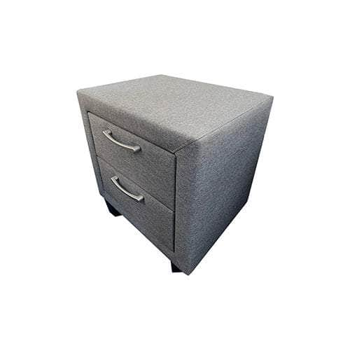 Bedside Table 2 Drawers Night Stand Upholstery Fabric Storage In Light Grey