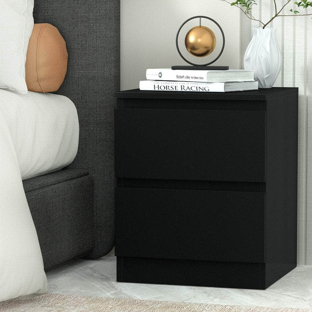 Bedside Table 2 Drawers - PEPE Black