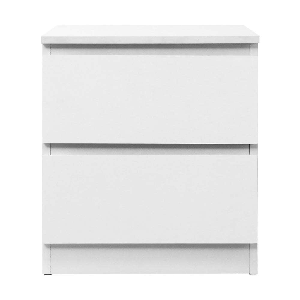 Bedside Table 2 Drawers - PEPE White