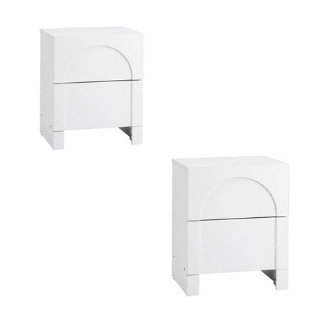 Bedside Table 2 Drawers Side Table White