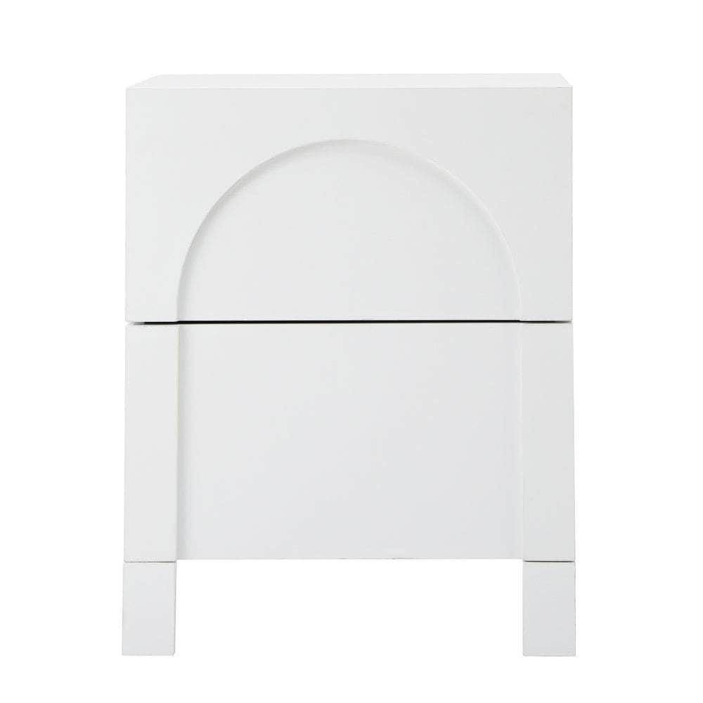 Bedside Table 2 Drawers Side Table White