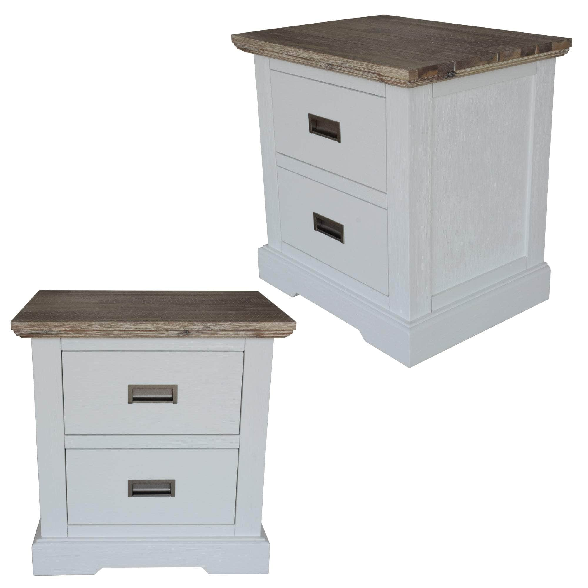 Bedside Table 2 Drawers Storage Cabinet Nightstand White Grey