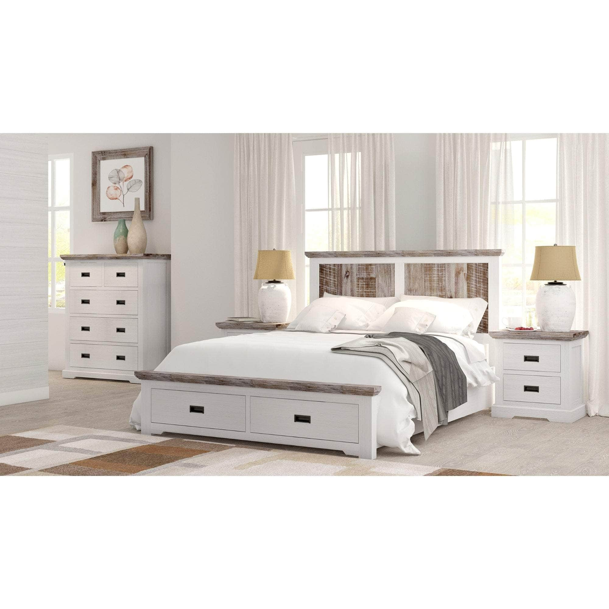 Bedside Table 2 Drawers Storage Cabinet Nightstand White Grey