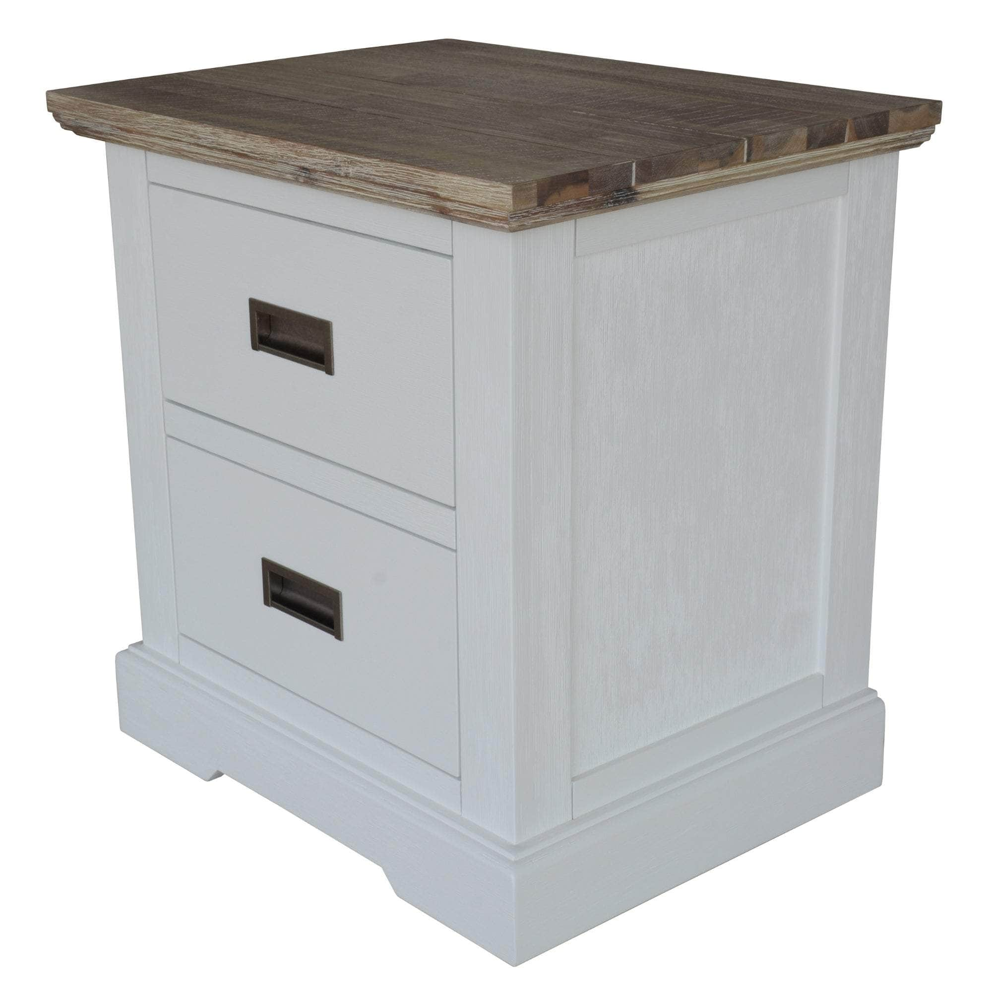 Bedside Table 2 Drawers Storage Cabinet Nightstand White Grey