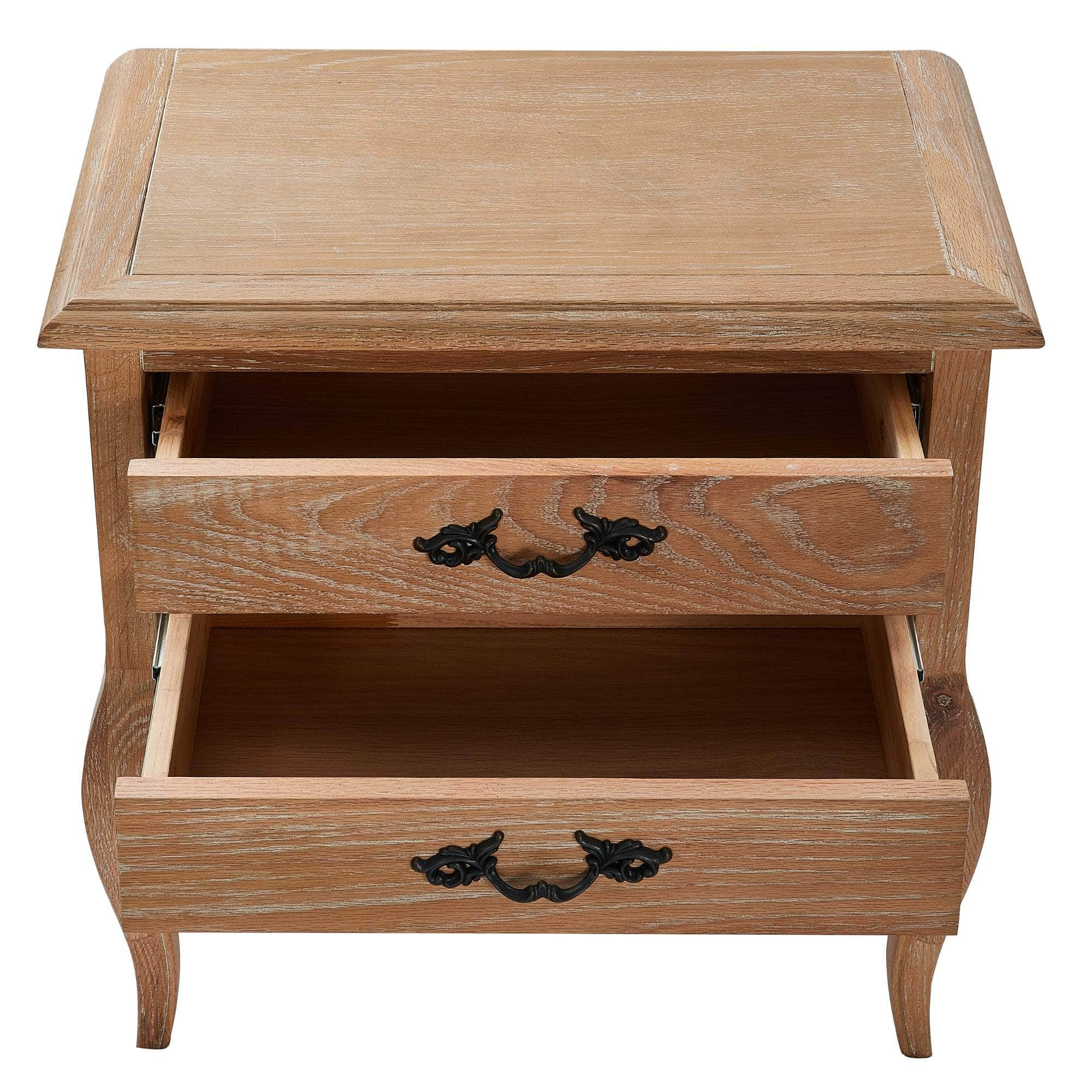 Bedside Table 2 Drawers Storage Cabinet Shelf Side End Tables Oak