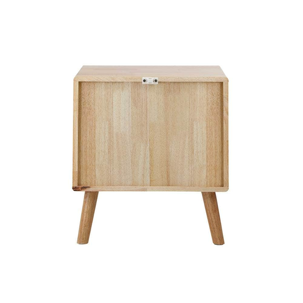 Bedside Table 2 Drawers Storage Rubber Wood