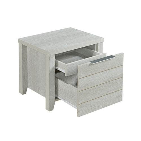 Bedside Table 2 Drawers Storage Table Night Stand Mdf In White Ash