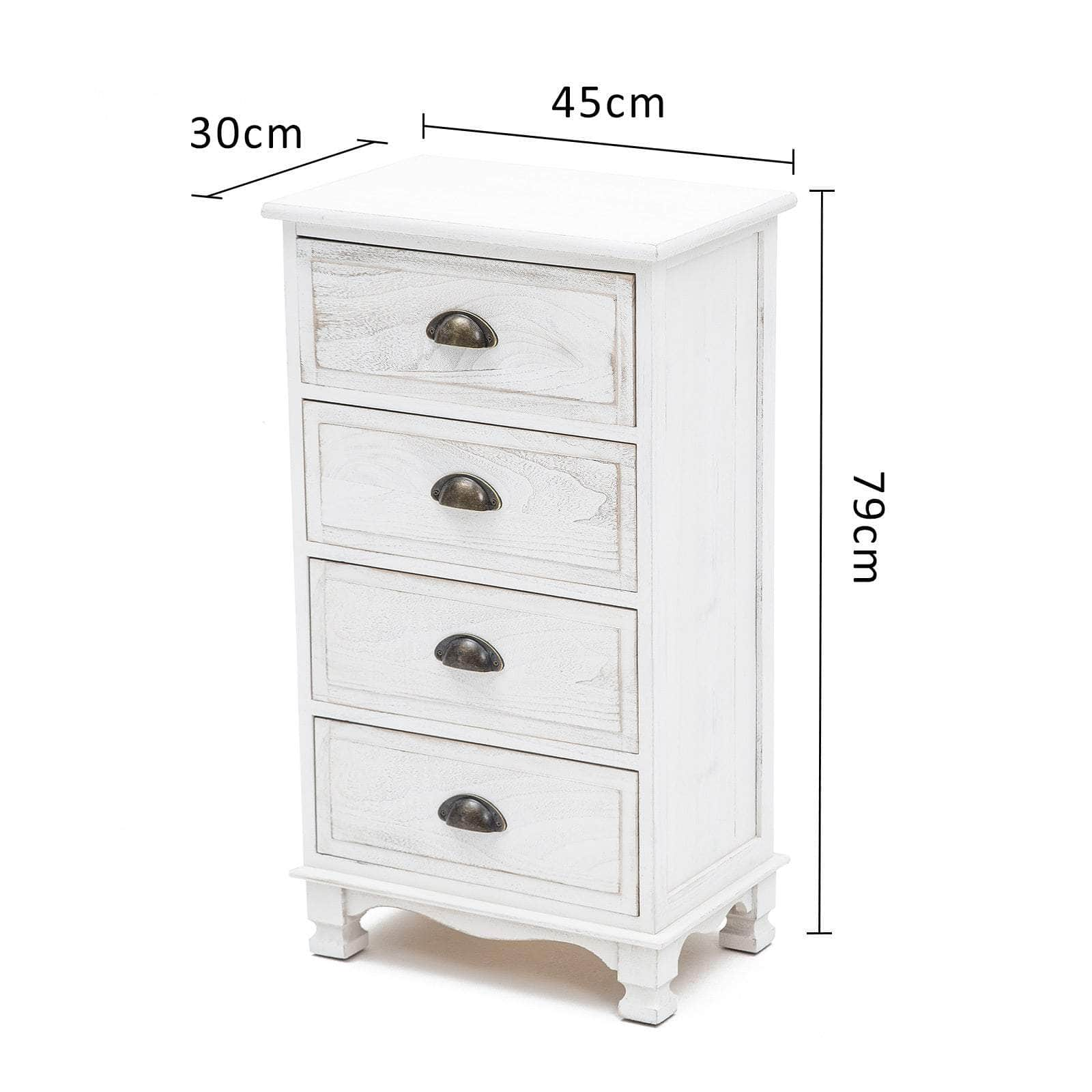 Bedside Table 3/4 Drawers Vintage Side Table Storage Cabinet Bedroom