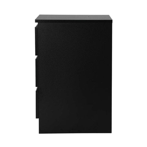 Bedside Table 3 Drawers Storage Cabinet Black