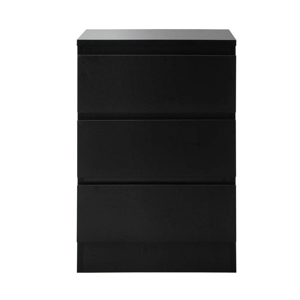 Bedside Table 3 Drawers Storage Cabinet Black