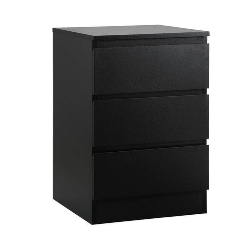 Bedside Table 3 Drawers Storage Cabinet Black