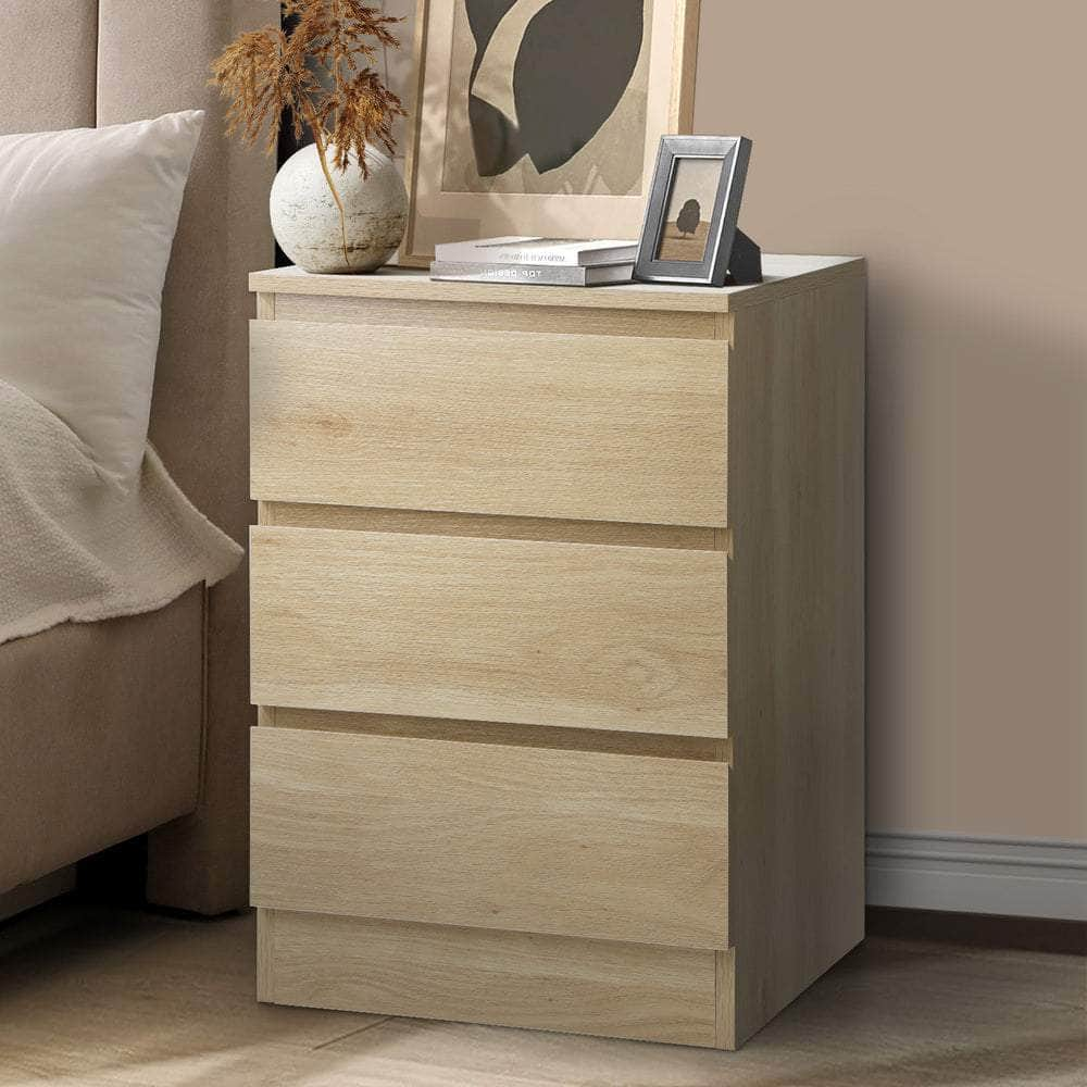 Bedside Table 3 Drawers Storage Cabinet Black