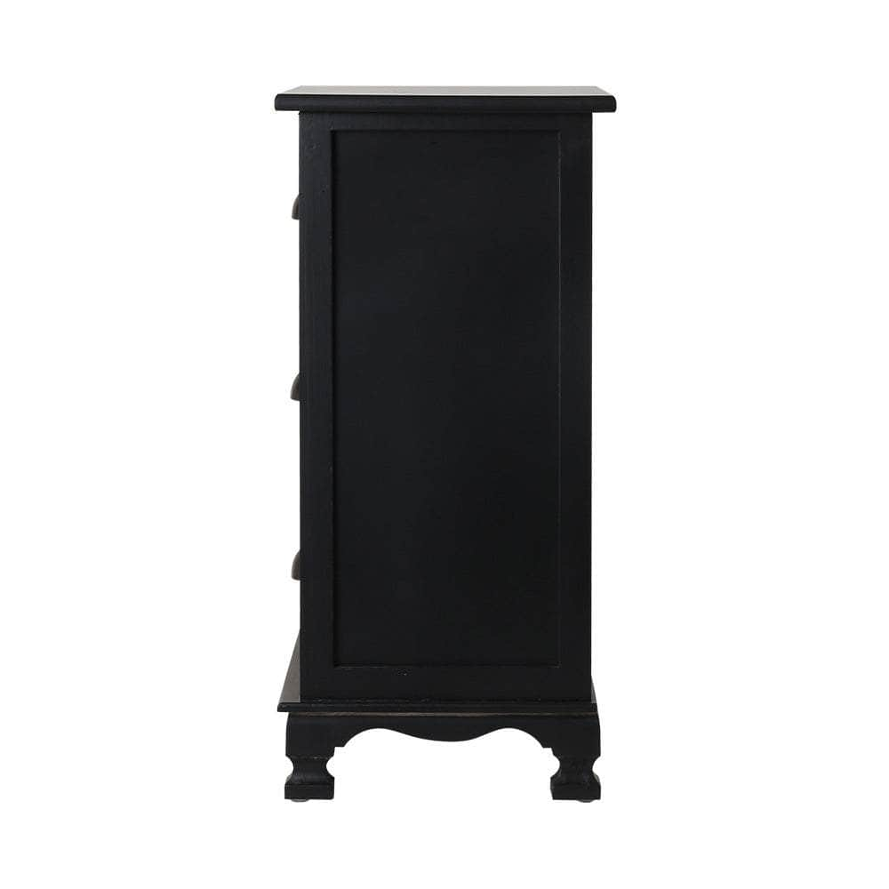 Bedside Table 3 Drawers Vintage - THYME Black