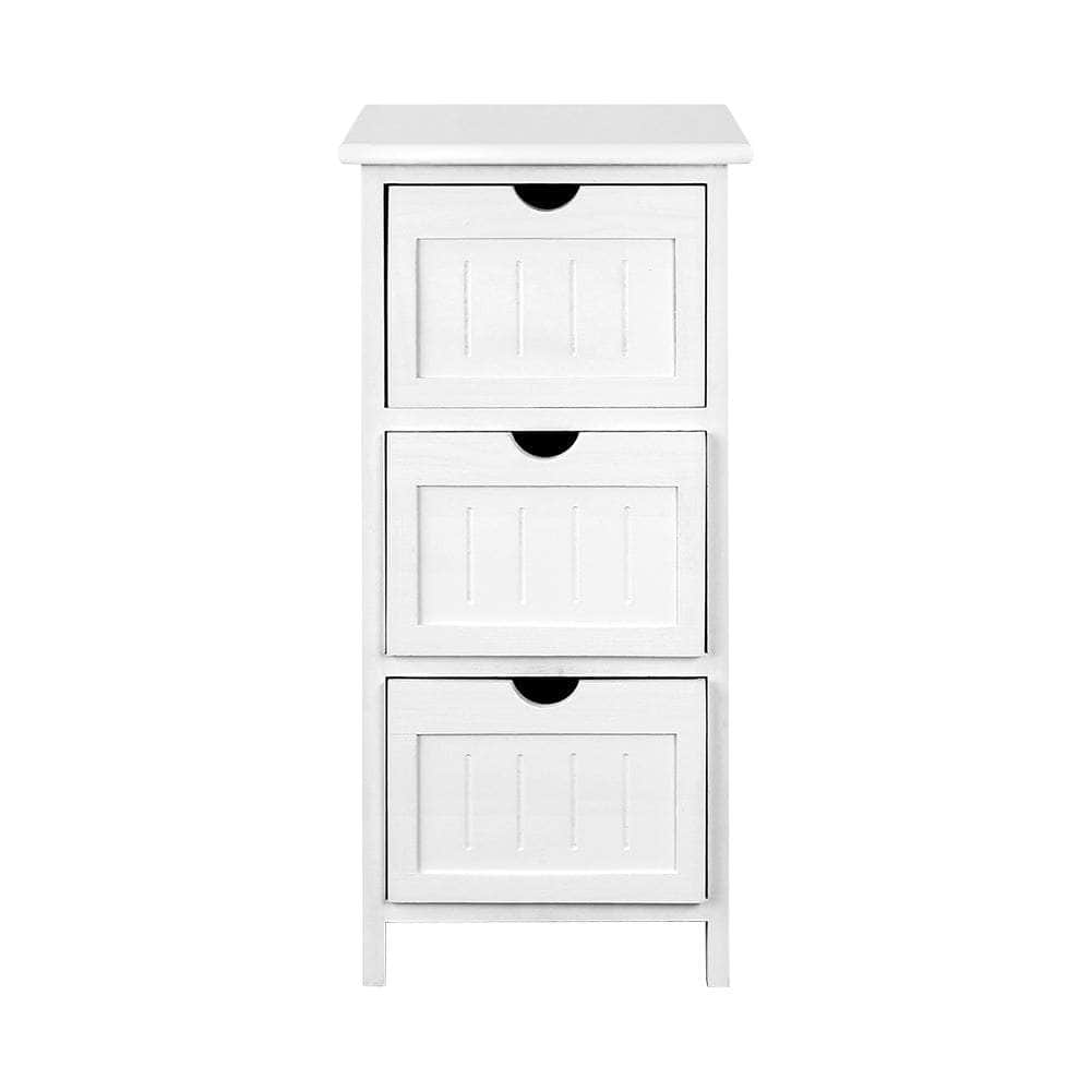 Bedside Table Bathroom Storage Cabinet 3 Drawers White