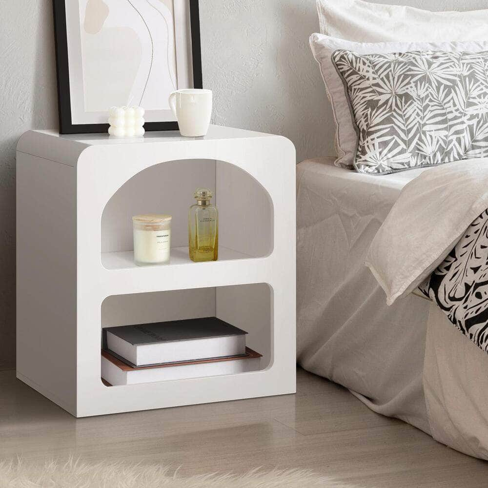 Bedside Table Display Shelf Storage Cabinet Nightstand White