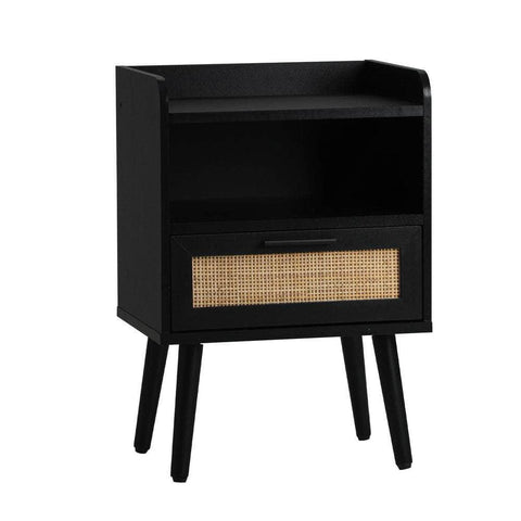 Bedside Table Drawer Side End Table Rattan