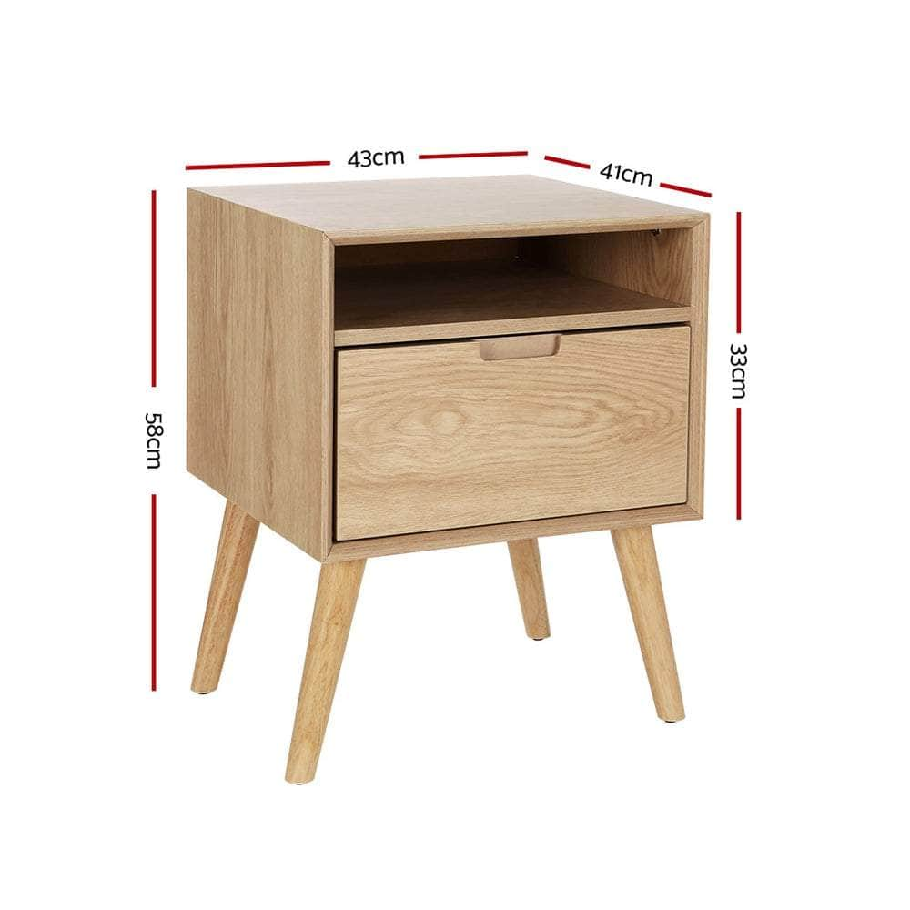 Bedside Table Drawers Side Table Shelf Storage Cabinet Nightstand GORR