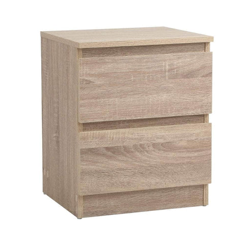 Bedside Table Nightstand 2 Drawers Black Natural White