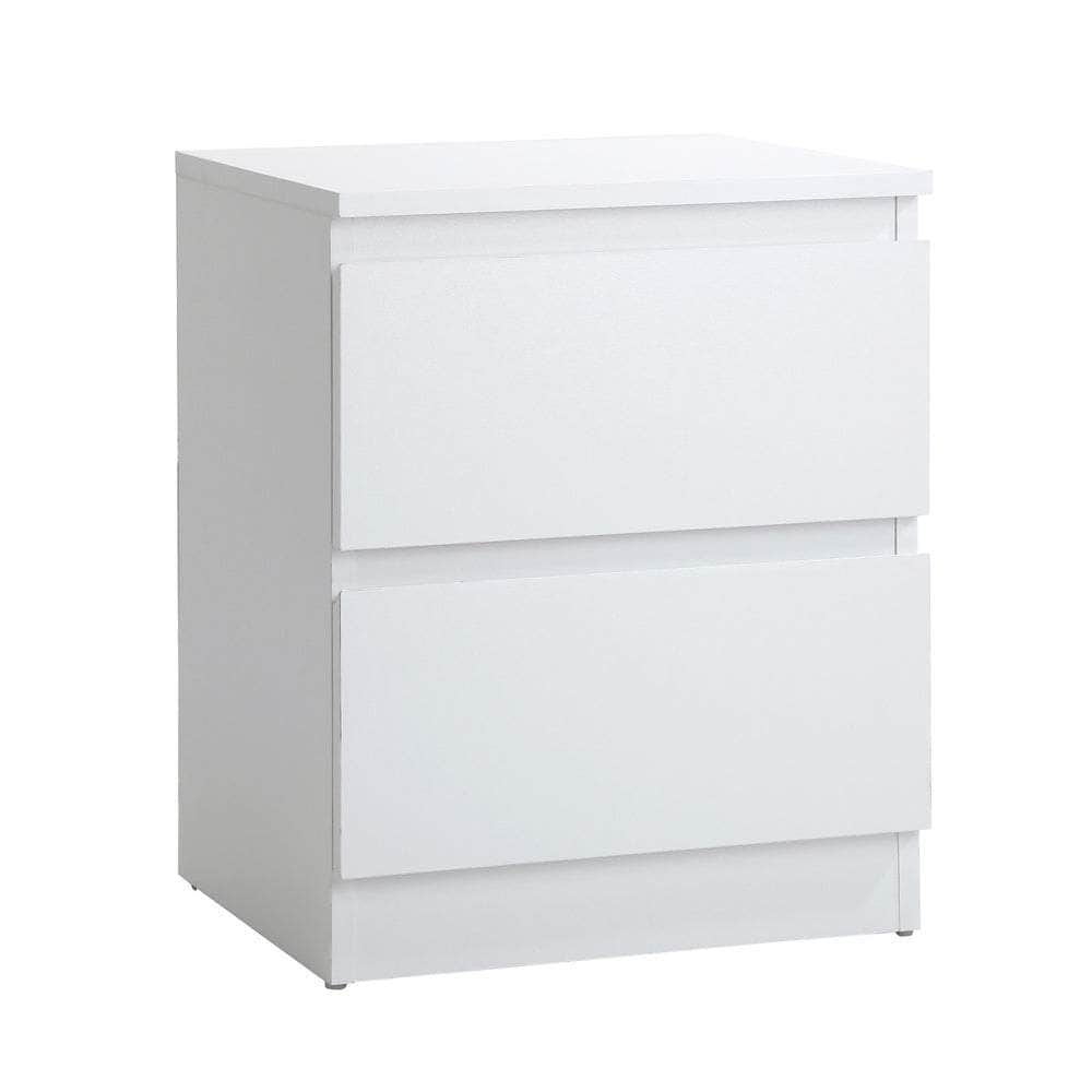 Bedside Table Nightstand 2 Drawers Black Natural White