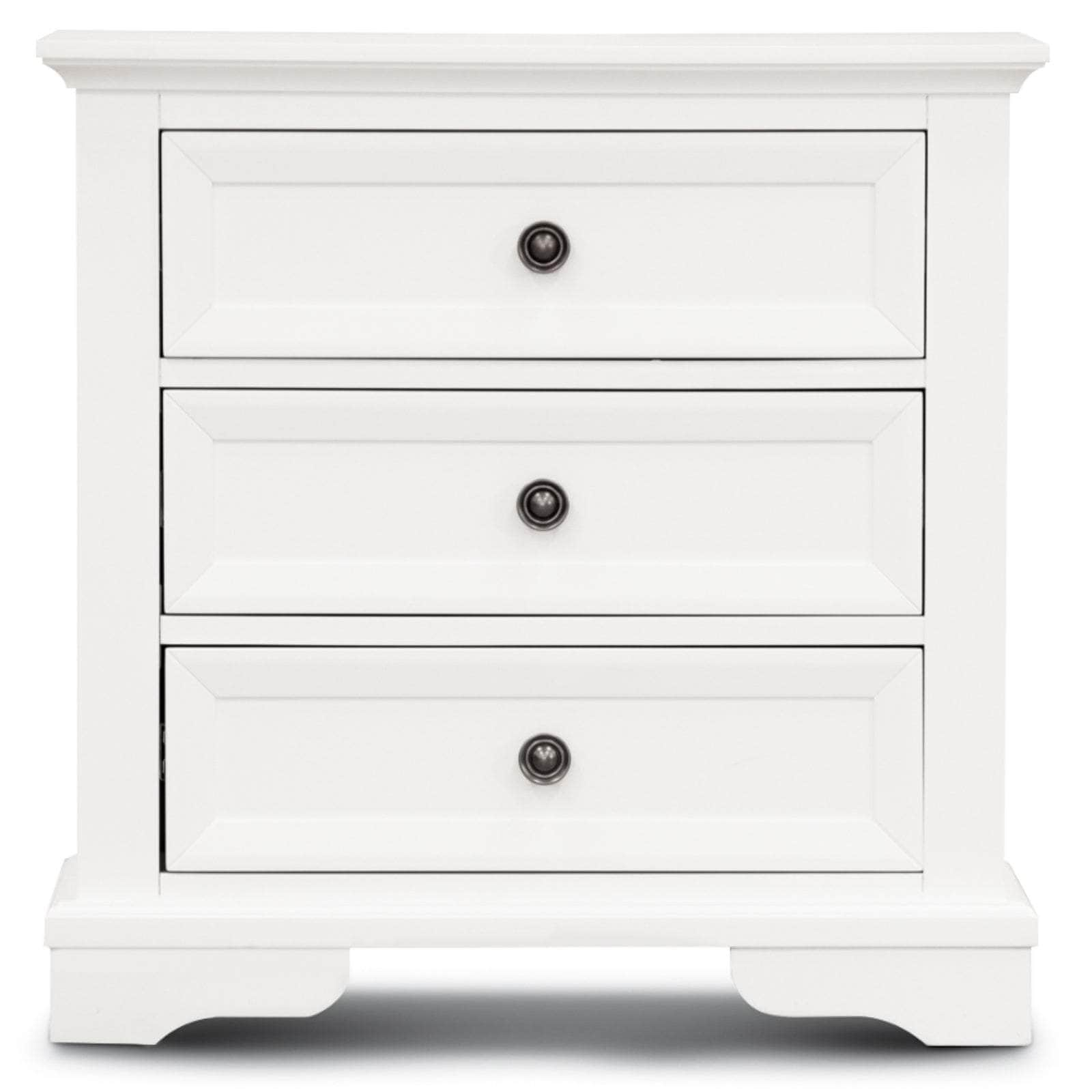 Bedside Table Set Of 2Pcs - 3 Drawers Storage Cabinet Nightstand - White