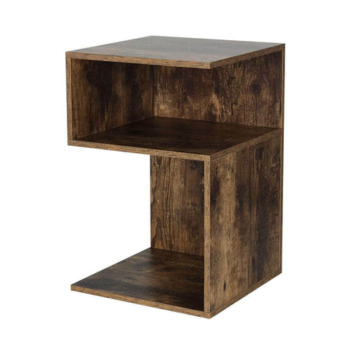 Bedside Table Shelves Side End Table Storage Nightstand Rust Oak UMENI