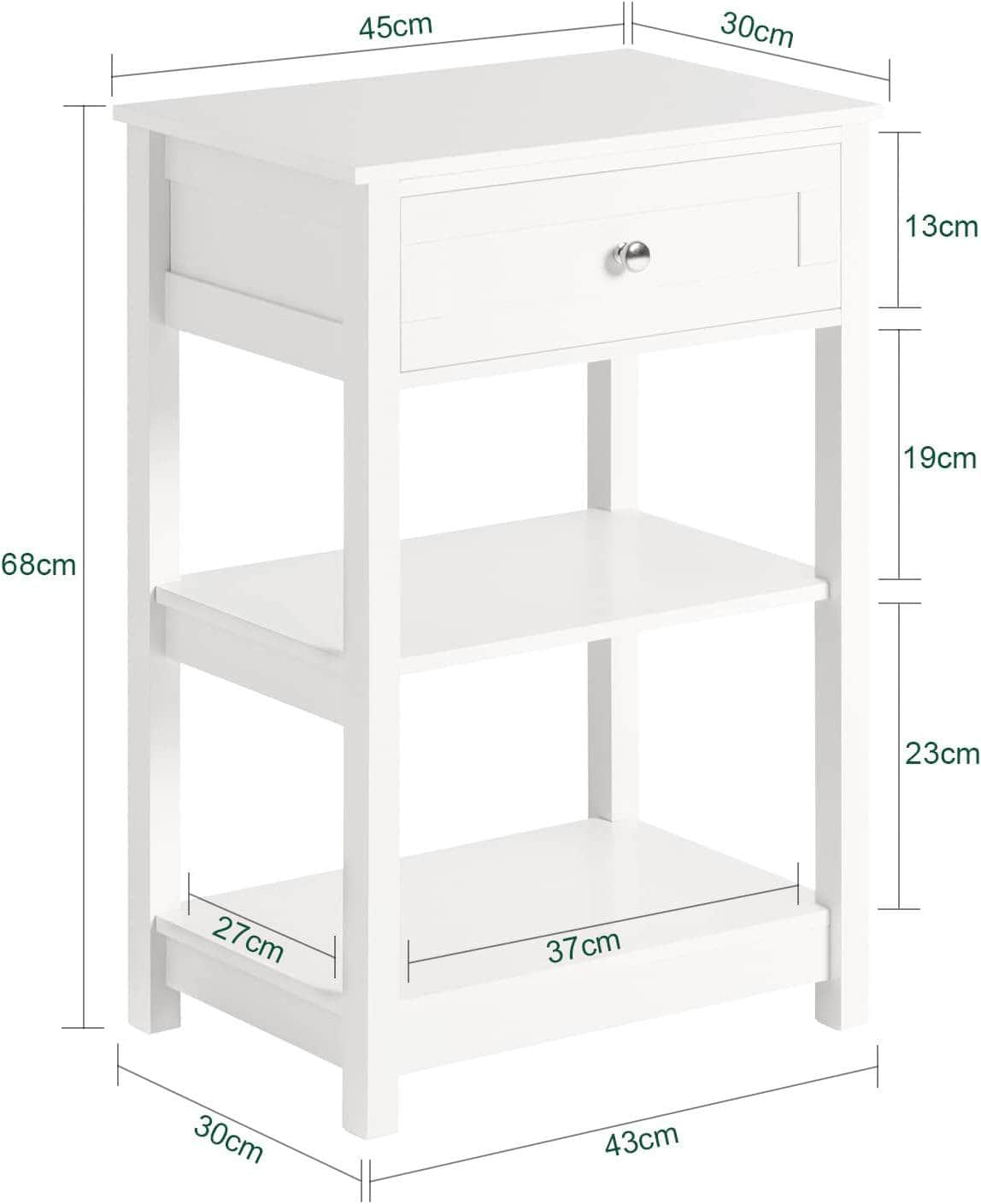 Bedside Table With Drawer Shelves