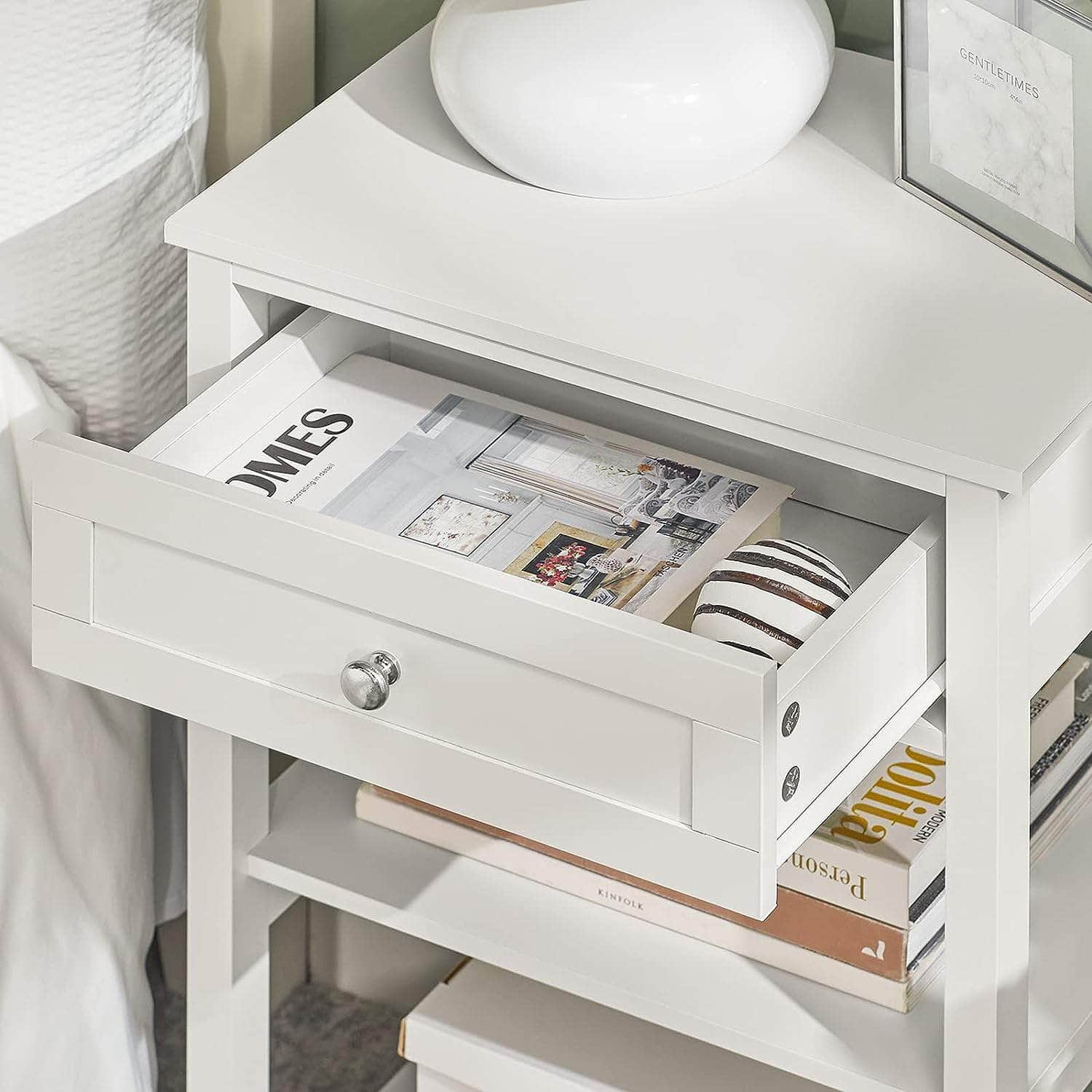 Bedside Table With Drawer Shelves